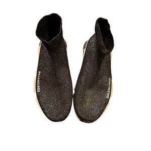 Balenciaga Women's Glitter Black Sock Sneakers
